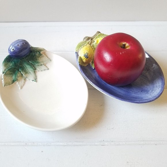 Bassano Ceramic 3D Olive Lemon Snacker Appetizer Serving Dish, Set of 2, Italy - Picture 14 of 14